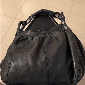 Lucky Brand Black Leather Shoulder Hobo Bag
